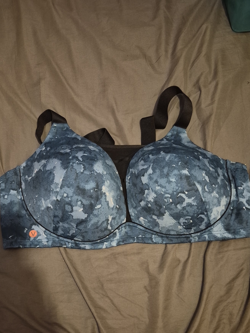 V-Logo Blue Camouflage Sports Bra - Women's Intimates